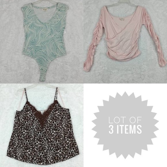Open Edit Womens Casual Tops Multicolor Animal Print Leopard Mixed Lot 3‎ M New - Picture 1 of 12